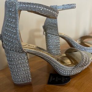 Elegant Silver Beaded Women's Heels